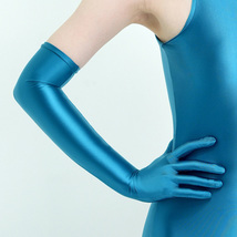 Glossy Spandex Elbow Length Long Gloves - $12.99