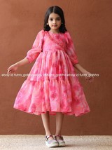 Fuchsia Pink Organza Flared Frock for girls and baby girls, festive wear... - $39.14 CAD+