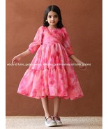 Fuchsia Pink Organza Flared Frock for girls and baby girls, festive wear... - $28.50+