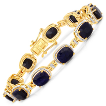 21.11 Carat Dyed Sapphire and White Diamond .925 Sterling Silver Bracelet - €270,27 EUR