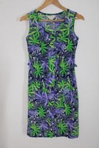 Vtg Komar P XS? Blue Floral Snap Front Sleeveless Smock Gown House Dress... - £19.34 GBP