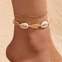Shell &amp; 18K Gold-Plated Curb Chain Anklet Set - £10.92 GBP