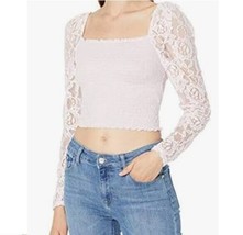 Guess Womens L Lavender Hush Pink Lace Sleeve Nila Crop Top NWT AO18 - £23.12 GBP