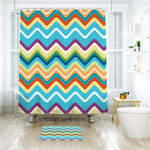 Chevron Pattern 05 Shower Curtain Bath Mat Bathroom Waterproof Decorative - £18.08 GBP+