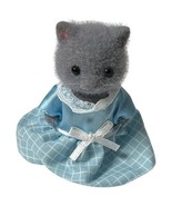 Sylvanian Families Calico Critters Gray Persian Cat Blue Sating Dress 2-3/4" - $8.60