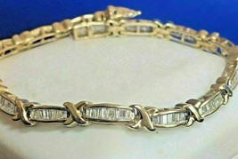 10 Ct Baguette Cut Diamond Pretty Link Tennis Bracelet 14K Yellow Gold F... - $197.99