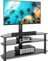 Rfiver Height Adjustable Corner Floor Entertainment Center With Tv Mount And - £124.36 GBP