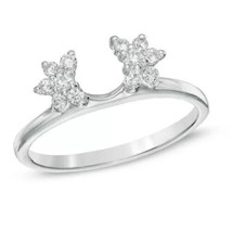 14k White Gold Fn Starburst Solitaire Enhancer Ring 1/4 Ctw D/FL Real Mo... - $50.60