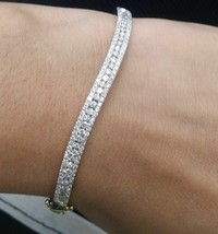  Gold Plated 925 Silver7inch&quot; 8.Ct Round Cut Simulated Diamond  Tennis Bracelet - £166.17 GBP