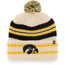Iowa Hawkeyes &#39;47 Hone Cuffed Knit Hat with Pom - Natural - NCAA - £19.30 GBP
