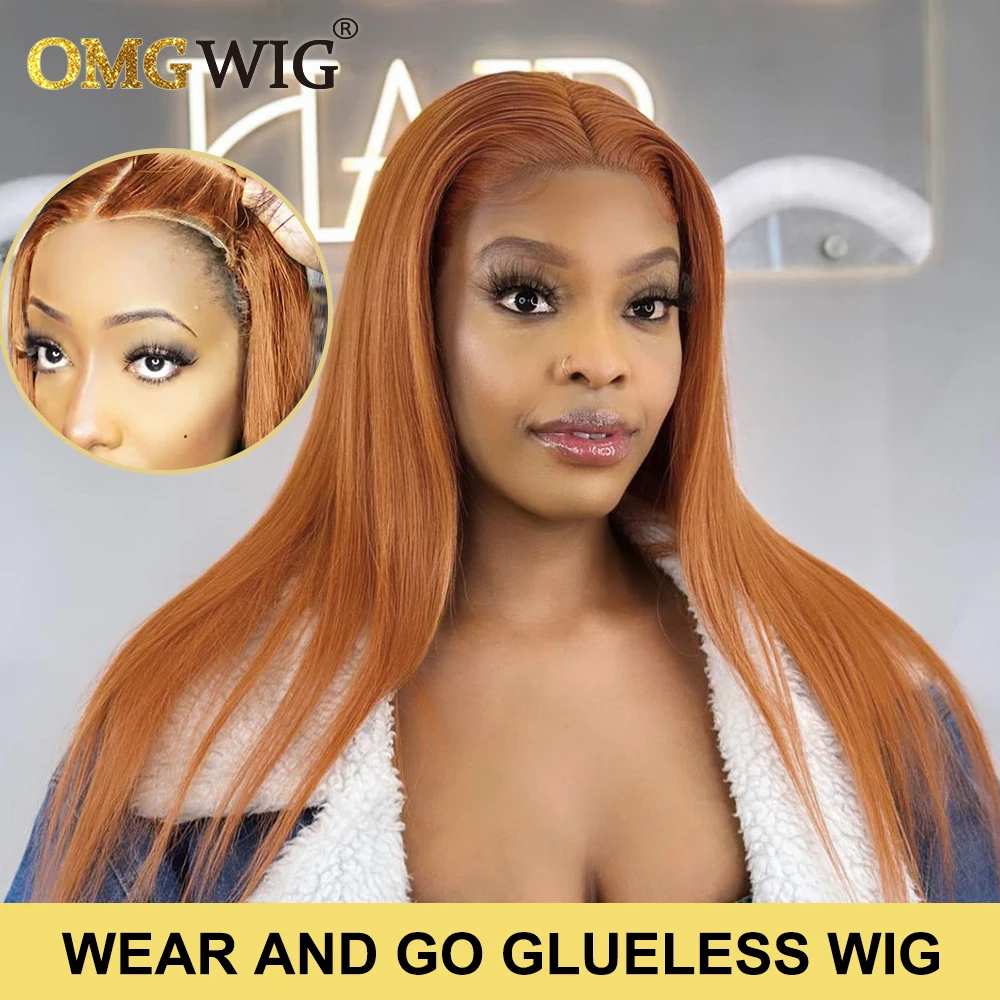 Ginger Color 13x6 Wear And Go Glueless Wig For Women Undetectable Lace Pre Cut - £88.21 GBP+