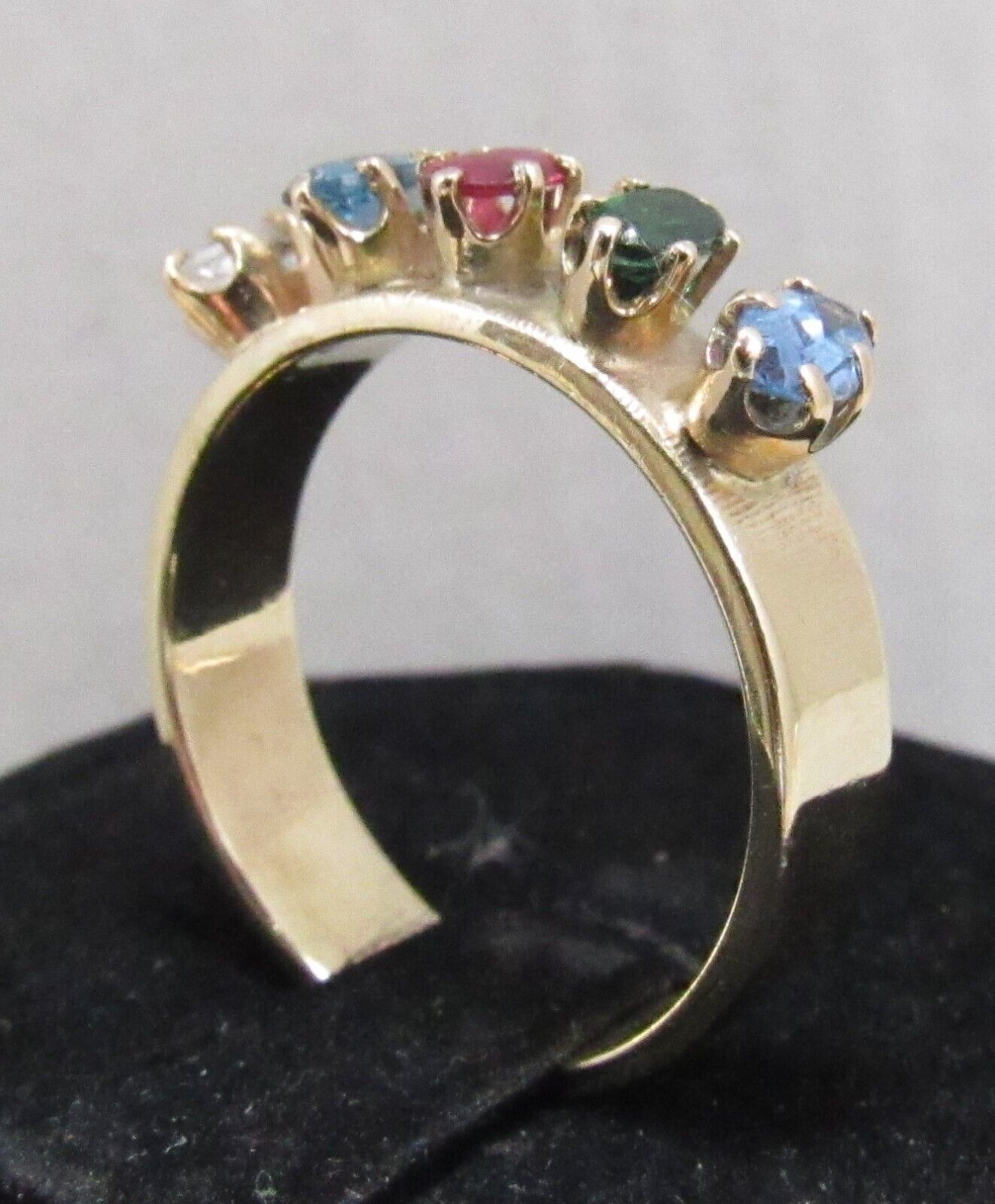 14k Yellow Gold Mother's Sz 8.75 Ring 4mm Band 5 Birthstone .50ct Custom Made 5g Item image 6