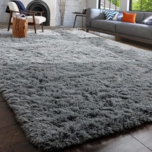 Pagisofe Super Soft Shaggy Rugs Carpets, 4 X 6 Ft., Fluffy Area Rugs For, Grey. - £29.85 GBP
