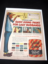 Vintage Gold Bond Velvet Paint Color Advertisement - 1950&#39;s Paint Advertisement - £10.29 GBP