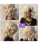 Marilyn Monroe&quot; White Blonde Synthetic Wig With Bouncy Curls Bob Wig hai... - £57.67 GBP