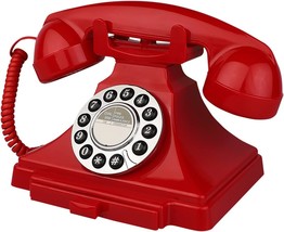 Corded Telephone, Retro Landline Phones For Home, Single Line Old Fashion, Red - £35.26 GBP