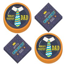 HOME &amp; HOOPLA Father&#39;s Day Party Best Dad Paper Dessert Plates and Beverage Napk - £12.20 GBP+