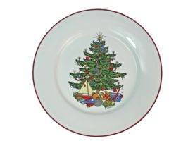 Cuthbertson American Christmas Tree Red Trim 10 1/2&quot; Dinner Plate - Excellent !! - $10.88