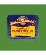 World Around Uncirculated Tin Can Label Krunchy Peanut Butter H.B. PAULK... - $9.99