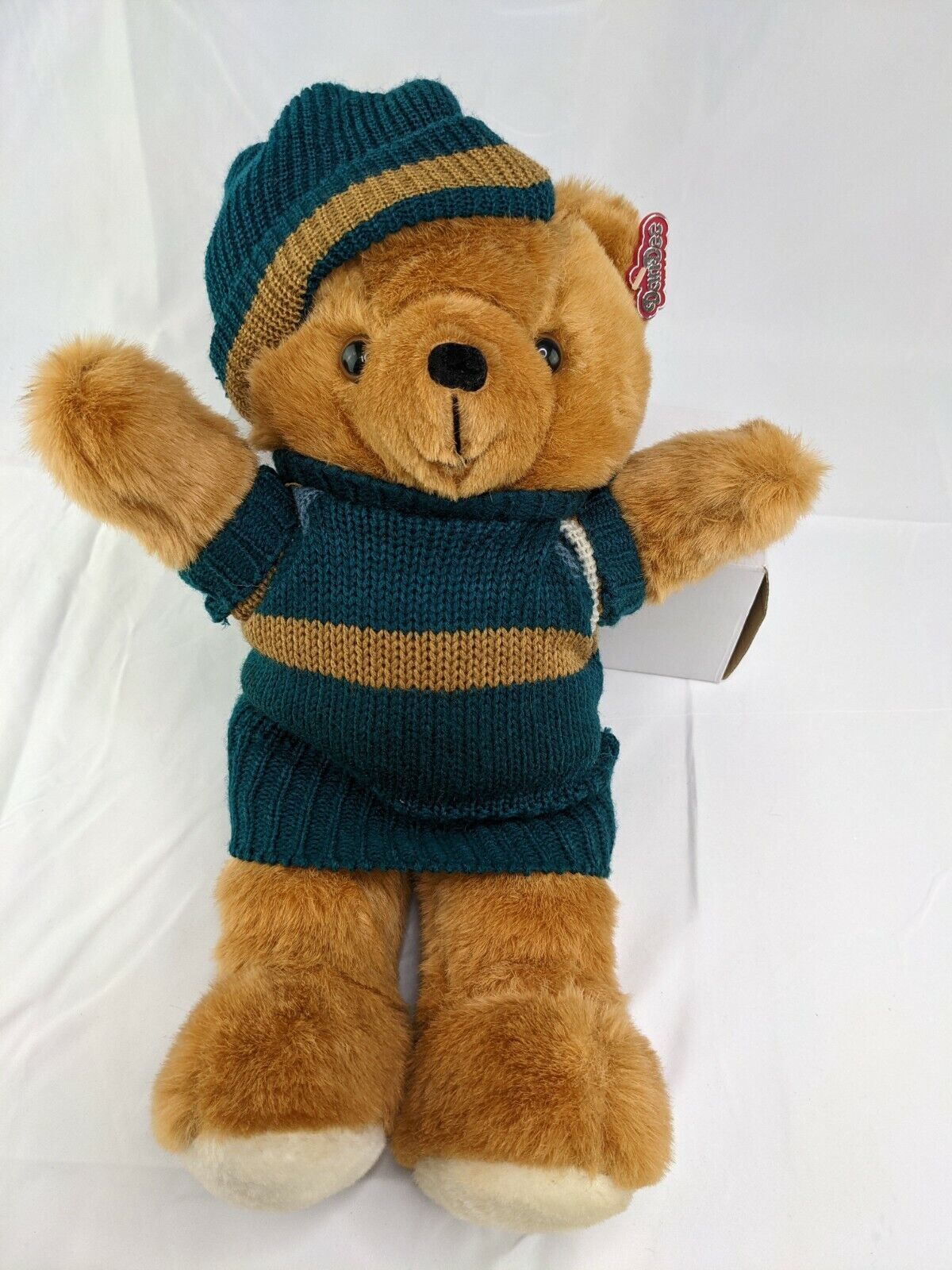 Dandee Brown Bear 17 Inch Knit Sweater Hat Mty International Stuffed Animal  - £20.91 GBP