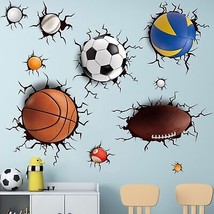 Amimagen Basketball Football Through The Wall Sports Wall Decals - Kids Baby Boy - £23.40 GBP