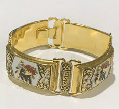 Vintage handmade 24K gold plated bracelet, Bull Fighting made in Spain. 7.5” - £98.20 GBP