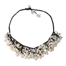 Clusters Teardrop White Turquoise White Pearl Necklace - £11.90 GBP