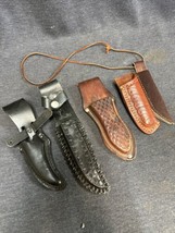 Fixed Blade Knife Sheath Mixed Lot of 5 Leather Sheaths - £31.65 GBP