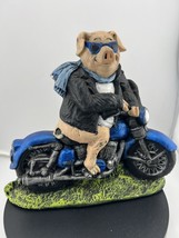 Vintage Pig On Anthropomorphic Biker Motorcycle Hog Nowell Chalkware Figurine - £14.69 GBP