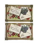 Good Luck Swastika Greetings Embossed Postcard Early 1900s Floral Lot of 2 - £14.91 GBP
