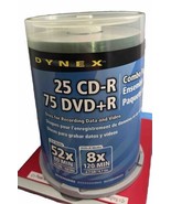 NEW SEALED DYNEX Combo Pack 25 CD-R 75 DVD+R Blank CD DVD 100 Discs DX-M... - £22.03 GBP