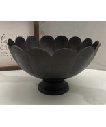 Rustic Metal Bowl/Dish with Scalloped Edges on Pedestal Base - $19.05 CAD