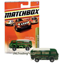 Yr 2010 Matchbox Outdoor Sportsman 1:64 Die Cast Car #79 Green VOLKSWAGEN T2 BUS - £15.68 GBP