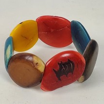 Vintage Multicolor Distressed Stretchy Bracelet Statement Beaded - £13.44 GBP