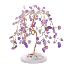 Amethyst Natural Healing Crystal Tree Reiki Money Tree Agate Base Copper Wire Li - £18.35 GBP
