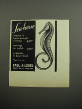 1952 Paul A. Lobel Sea-horse Brooch Advertisement - $18.49