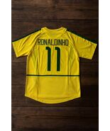 Brazil 2002 Home Short Sleeve Shirt Name Set RONALDINHO#11 - $33.25