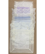 Lot of 7 Vintage white blue lace handkerchiefs Napkins *4 C12 - £25.28 GBP