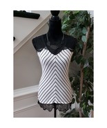 White House Black Market Dressy Tank Top Womens S White Chevron Stripe L... - $36.55 CAD