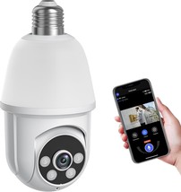 1080p Wireless Light Bulb Security Camera 360 Panoramic Dome Cam Live View Indoo - £30.96 GBP