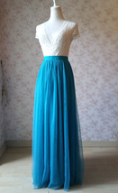 Blue Tulle Maxi Skirt Outfit Women Custom Plus Size Tulle Skirt for Wedding image 2