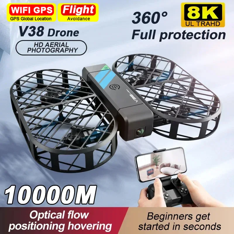 New New V38 Drone 8K Profesional HD Camera 6K Pocket Remote Control Helicopter W - $81.99