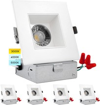 Luxrite 4 Inch Sq.Are Led Recessed Lighting With Junction Box, 15W, 1200... - £178.61 GBP