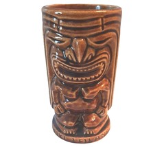 Brown Ceramic Tiki Bar Mug Cup Face Hawaiian Lei Lani - £14.59 GBP