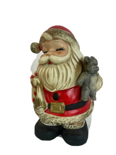 Homco Santa Claus Piggy Bank Vintage 1995 Ceramic 6.25" x 4.5" with Stopper - $14.72