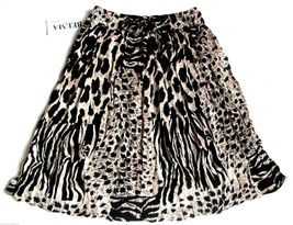 Short Skirt Animal Print Black Tan Rayon Stretch Waist One Size NWT  - £9.38 GBP