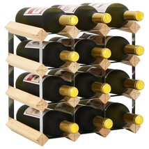 vidaXL Pinewood Wine Rack for 12 Bottles, Stackable & Foldable Storage Cabinet - €89,12 EUR