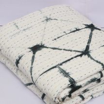 INDACORIFY Cotton Kantha Quilt Shibori Printed Quilts Blanket Bohemian Bedding B - £63.94 GBP