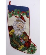 Handcrafted Santa Claus Wool Needlepoint Embroidered 18&quot; Long Christmas ... - $42.39