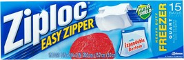 Ziploc Slider Bag Freezer, Quart, 15-Count (Pack of 12) - £73.55 GBP